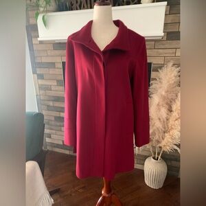 FLEURETTE Wool Stand Collar Car Coat Currant size 4